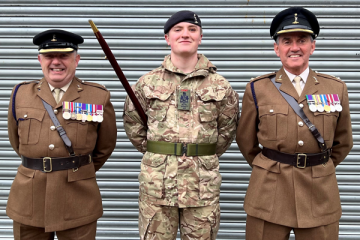 James, his dad Jason and Lt Col Mick Boyle