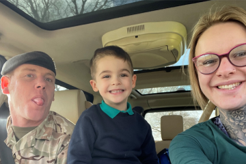 Stephanie with her husband and son